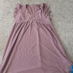 Cupshe Mauve Eyelet Dress